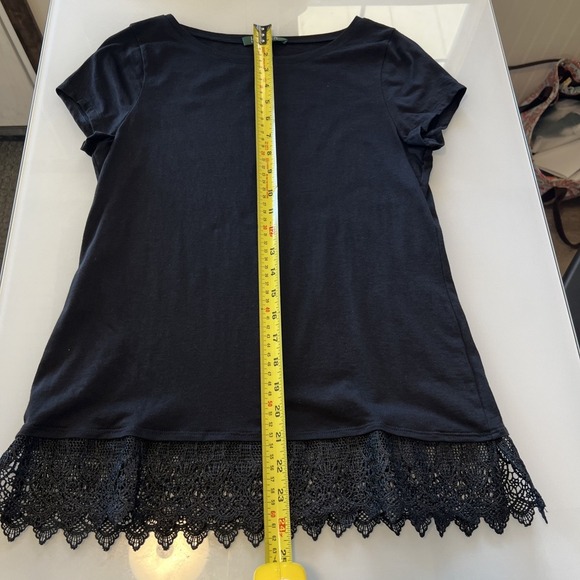 Lauren Ralph Lauren top women's medium lace him basic black feminine - Picture 7 of 7